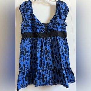 INC women’s blouse size 12 black and blue